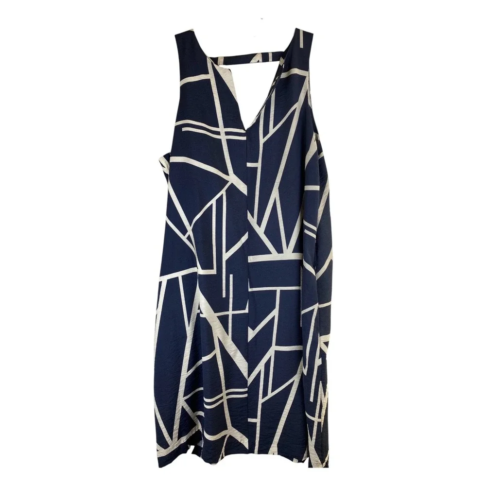 Banana Republic Trapeze Dress M Navy MCM Excellent Geometric Abstract Artsy Mod